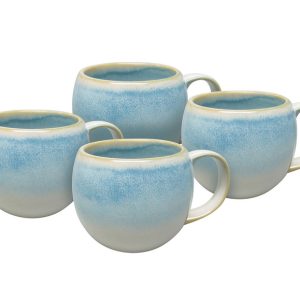 vanWell Koffiemok set van 4 bol ca. 50cl aardewerk (Blauw)