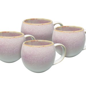 vanWell Koffiemok set van 4 bol ca. 50cl aardewerk (Roze)